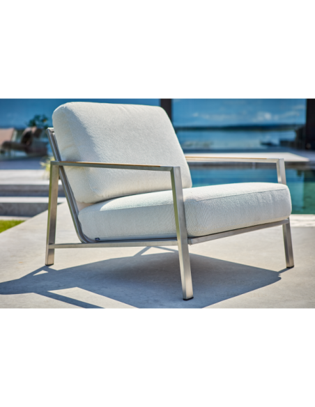 Sillón Exterior NAOS, Acero Inox, Poliéster Reciclado / Acero Inox / Beige - Brafab