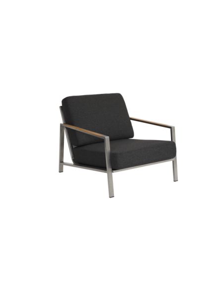 Sillón Exterior NAOS, Acero Inox, Madera de Teca FSC™ / Acero Inox / Negro - Brafab