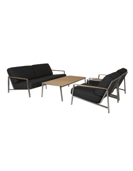 Sillón Exterior NAOS, Acero Inox, Madera de Teca FSC™ / Acero Inox / Negro - Brafab