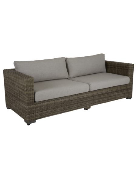 Sofá 3 Plazas Exterior NINJA, Ratán Sintético, Olefina / Natural / Beige - Brafab