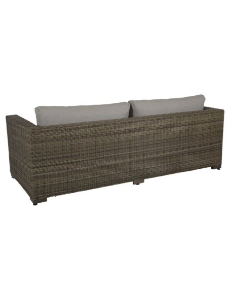 Sofá 3 Plazas Exterior NINJA, Ratán Sintético, Olefina / Natural / Beige - Brafab