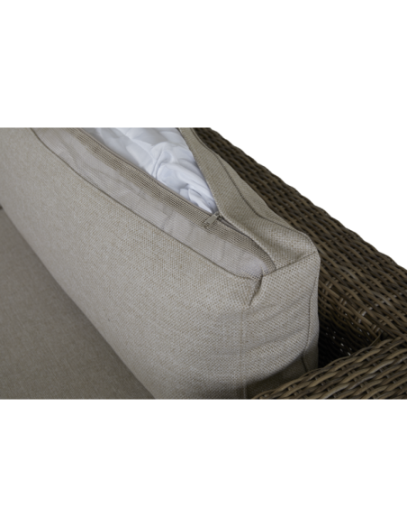 Sofá 3 Plazas Exterior NINJA, Ratán Sintético, Olefina / Natural / Beige - Brafab