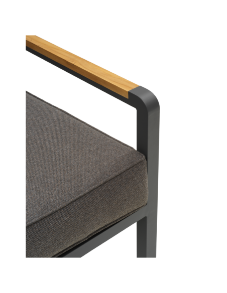 Set Exterior Sofá 3 Plazas y 2 Sillones NOVA, Aluminio, Poliéster Reciclado, Teca / Gris Antracita / Taupé - Brafab