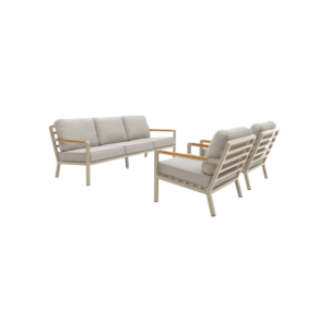 Set Exterior Sofá 3 Plazas y 2 Sillones NOVA, Aluminio,...