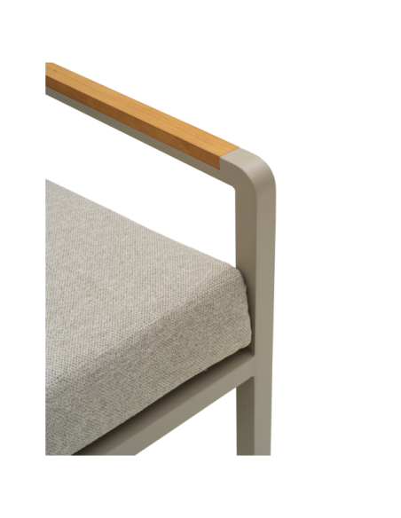 Set Exterior Sofá 3 Plazas y 2 Sillones NOVA, Aluminio, Poliéster Reciclado, Teca / Beige - Brafab