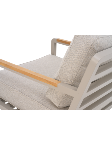 Set Exterior Sofá 3 Plazas y 2 Sillones NOVA, Aluminio, Poliéster Reciclado, Teca / Beige - Brafab