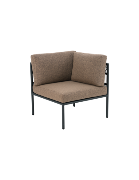 Módulo Esquina Sofá Exterior RENO, Aluminio, Poliéster Reciclado / Negro / Beige - Brafab