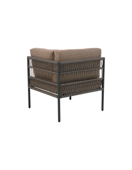 Módulo Esquina Sofá Exterior RENO, Aluminio, Poliéster Reciclado / Negro / Beige - Brafab