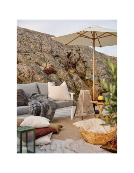 Sofá Alto 3 Plazas Exterior SAMVARO, Aluminio, Textilene / Blanco / Gris Perla - Brafab