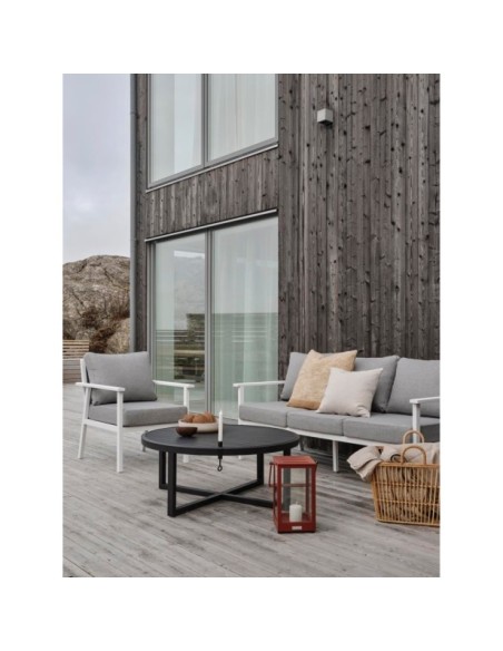 Sofá Alto 3 Plazas Exterior SAMVARO, Aluminio, Textilene / Blanco / Gris Perla - Brafab