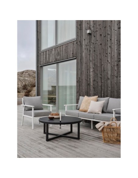 Sofá Alto 3 Plazas Exterior SAMVARO, Aluminio, Textilene / Blanco / Gris Perla - Brafab