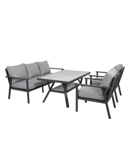 Sillón Alto Exterior SAMVARO, Aluminio, Textilene / Antracita / Gris Perla - Brafab