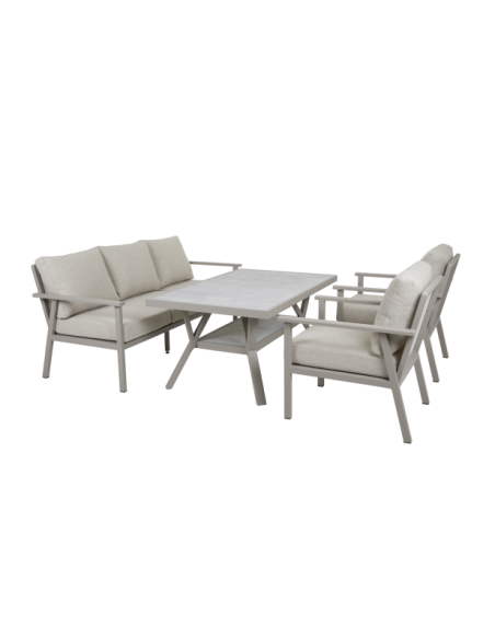 Sillón Alto Exterior SAMVARO, Aluminio, Textilene / Caqui / Arena - Brafab