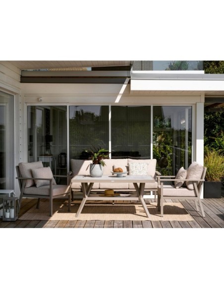 Sillón Alto Exterior SAMVARO, Aluminio, Textilene / Caqui / Arena - Brafab