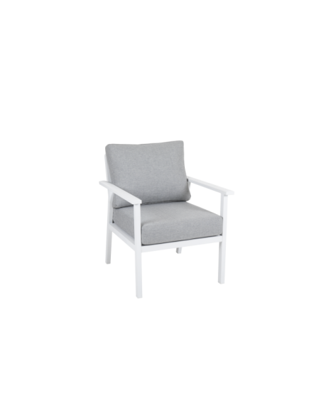Sillón Alto Exterior SAMVARO, Aluminio, Textilene / Blanco / Gris Perla - Brafab