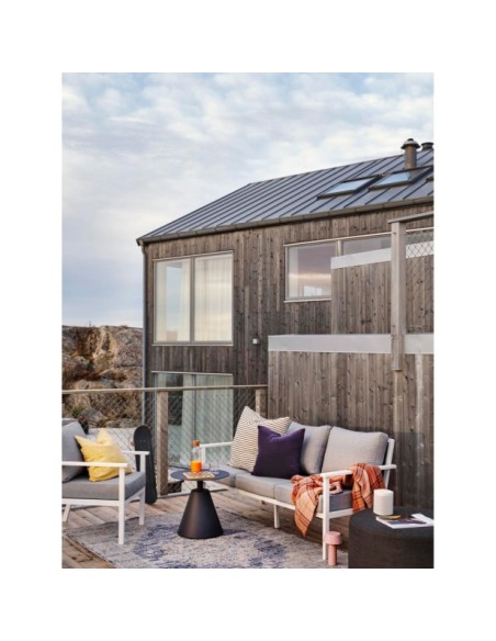 Sillón Alto Exterior SAMVARO, Aluminio, Textilene / Blanco / Gris Perla - Brafab