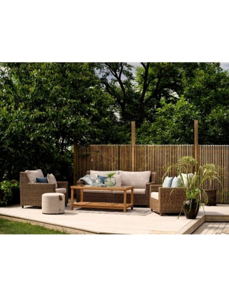 Sofá Exterior 2, Ratán Sintético, Olefina / 5 Plazas SANDKORN, Natural / Beige - Brafab