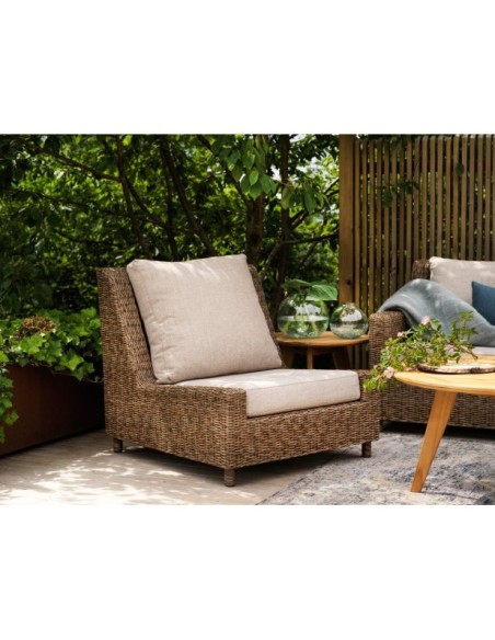 Sillón Lounge Exterior SANDKORN, Ratán Sintético, Olefina / Natural / Beige - Brafab