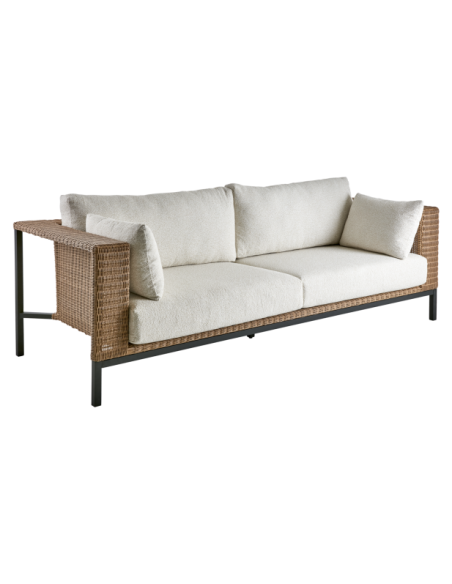 Sofá Exterior 2, Aluminio, Ratán Sint, Poliéster Reciclado / 5 Plazas SHELL, Natural - Brafab