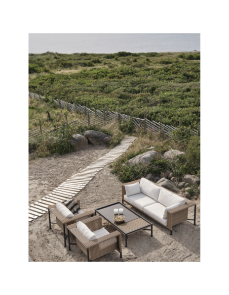 Sofá Exterior 2, Aluminio, Ratán Sint, Poliéster Reciclado / 5 Plazas SHELL, Natural - Brafab