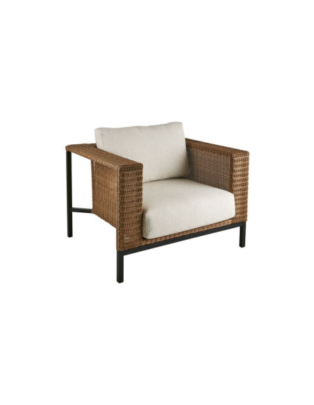 Sillón Exterior SHELL, Aluminio, Ratán Sint, Poliéster Reciclado / Natural - Brafab