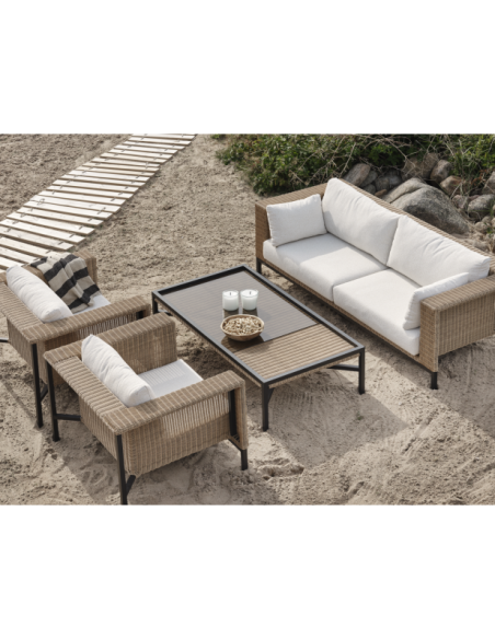 Sillón Exterior SHELL, Aluminio, Ratán Sint, Poliéster Reciclado / Natural - Brafab