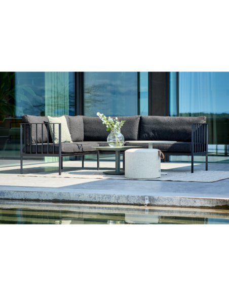 Set Sofá Modular Exterior UPPER 235x193x78 cm, Aluminio, Poliéster Reciclado / Negro - Brafab