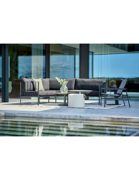 Set Sofá Modular Exterior UPPER 235x193x78 cm, Aluminio, Poliéster Reciclado / Negro - Brafab