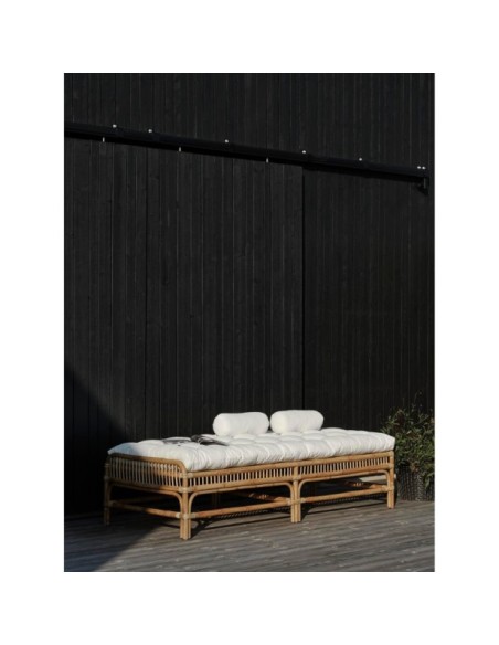Sofá Cama Exterior VALLDA, Ratán, Olefina / Natural / Blanco - Brafab