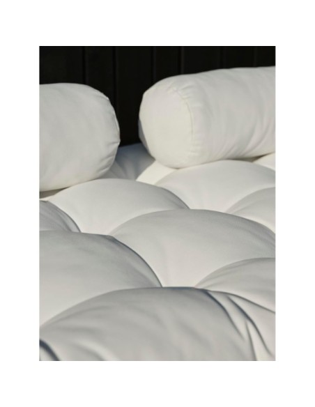 Sofá Cama Exterior VALLDA, Ratán, Olefina / Natural / Blanco - Brafab