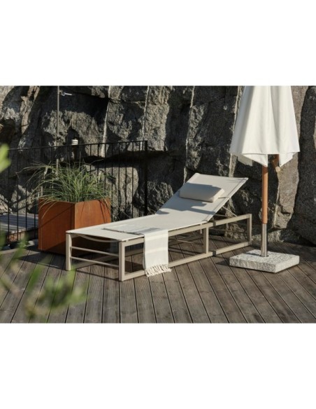 Tumbona Exterior VEVI, Aluminio, Textilene / Caqui / Blanco - Brafab