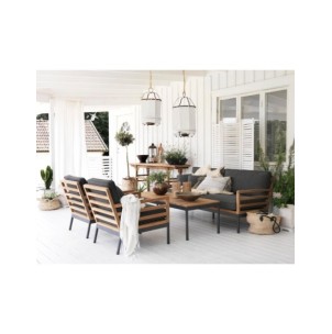 Sofá 3 Plazas Exterior ZALONGO, Aluminio, Madera de Teca... 2