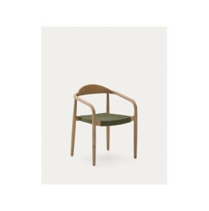 Silla apilable Nina de madera maciza de acacia y cuerda...