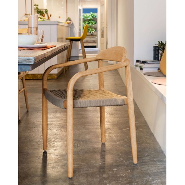 Silla NINA, Acacia Natural / Cuerda Natural - Kave Home. Vackart