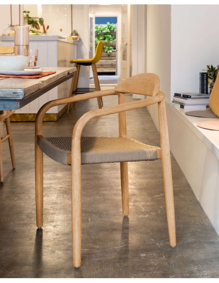 Silla NINA, Acacia Natural / Cuerda Natural - Kave Home. Vackart