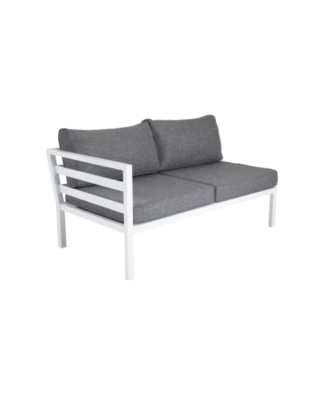 Sofá Esquinero Exterior WELDON 226x226x82 cm, Aluminio, Olefina / Blanco / Gris - Brafab