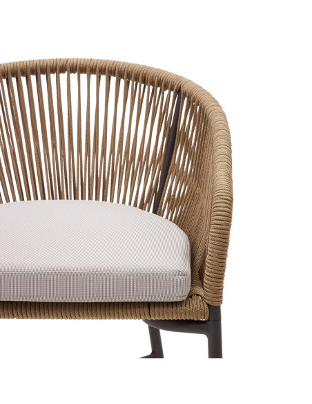 Taburete Yanet 80 cm cuerda beige/acero galvanizado  - Kave Home