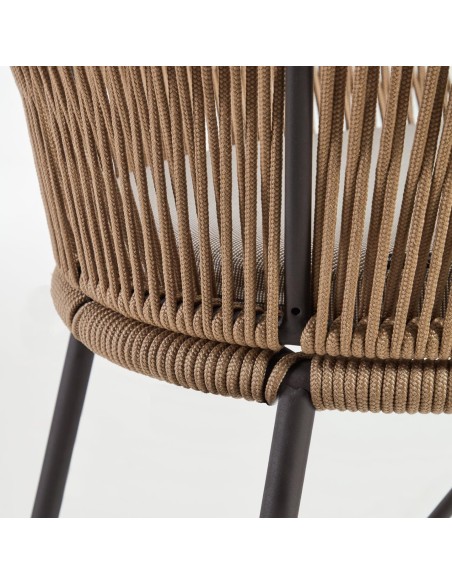 Taburete Yanet 80 cm cuerda beige/acero galvanizado  - Kave Home