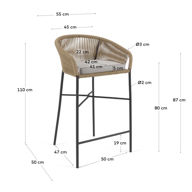 Taburete Yanet 80 cm cuerda...