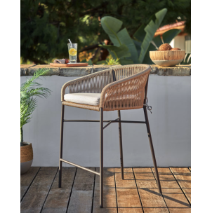 Taburete Yanet 80 cm cuerda beige/acero galvanizado  -... 2