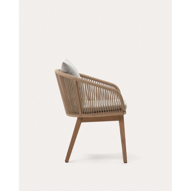 Silla Portalo, cuerda beige, patas madera acacia FSC 100% - Kave Home; J0600051JJ12