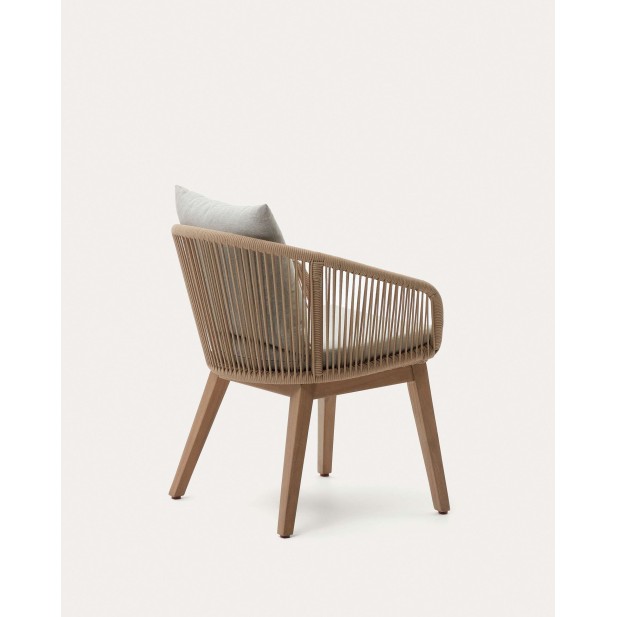 Silla Portalo, cuerda beige, patas madera acacia FSC 100% - Kave Home; J0600051JJ12