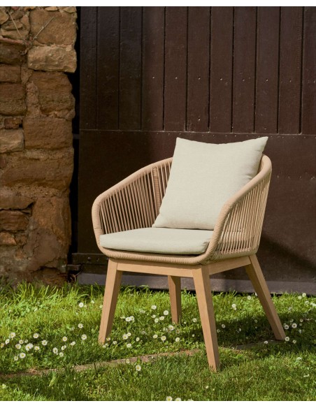 Silla Portalo, cuerda beige, patas madera acacia FSC 100% - Kave Home; J0600051JJ12