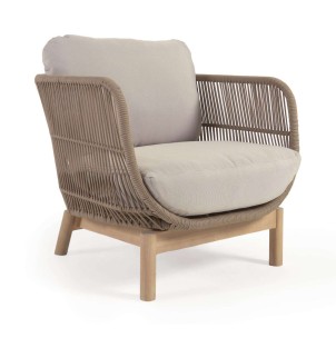 Butaca Catalina cuerda beige/acacia FSC - Kave Home
