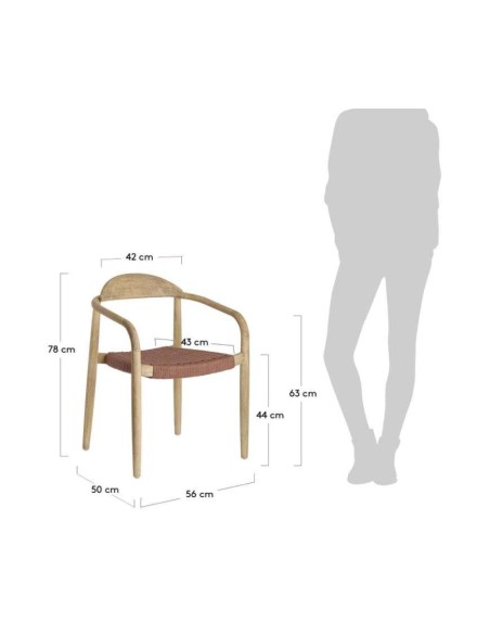 Silla NINA Acacia/cuerda terracota - Kave Home, Vackart. CC0555J86 