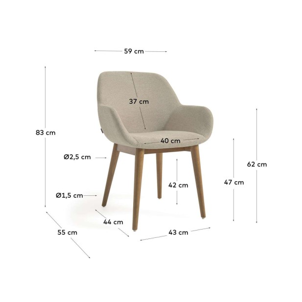 Silla KONNA beige/patas fresno - Kave Home. Vackart CC5212KY12