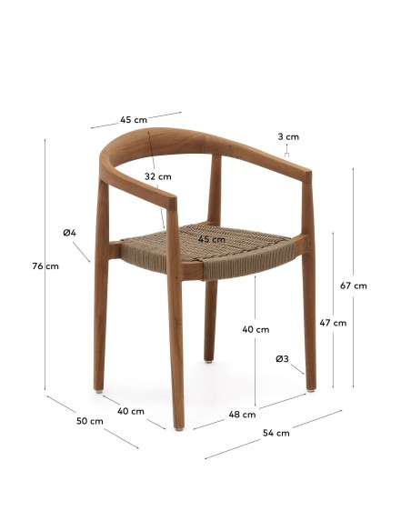 Silla exterior Ydalia, madera teca natural - Kave Home; J0600075JJ12
