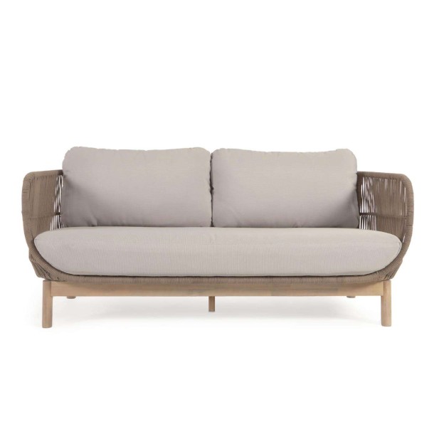 Sofá Catalina 3 plazas cuerda beige/acacia 170 cm FSC - Kave Home