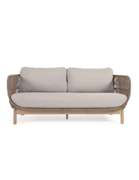 Sofá Catalina 3 plazas cuerda beige/acacia 170 cm FSC - Kave Home