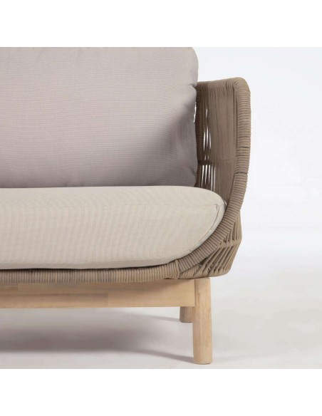 Sofá Catalina 3 plazas cuerda beige/acacia 170 cm FSC - Kave Home